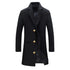 Elegant Men's Woolen Coat with Lapel Pockets - Single Breasted Long Sleeve Jacket Perfect for Autumn and Winter Casual Wear